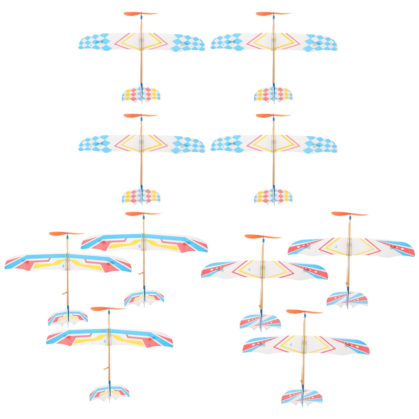 jojofuny 10pcs Glider Planes for Kids: Rubber Band Powered Aircraft Biplane Model Toys - Shooting Flying Airplane Toy for Kids Outdoor Party, Random Style
