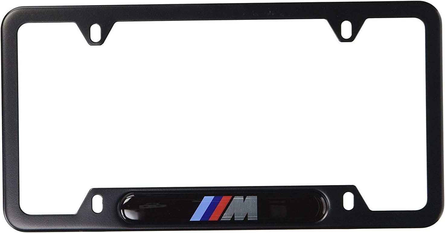 a2z BMW Black Stainless Steel License Frame M Logo LICENSE PLATE FRAME 4 HOLE ( MATT BLACK FRAME
