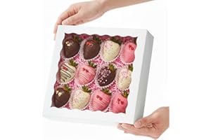 RomanticBaking 50pcs 9x9x2.5 Inches Pie Boxes Chocolate Covered Strawberries Boxes Cookies Boxes Breakable Hear Cakesickle Pa