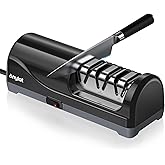 Electric Knife Sharpener for Kitchen, 3-Stage Knife Sharpener Electric with 100% Diamond Abrasives, 20° Precision Angle Guide, Fast & Safe Sharpening for Chef Knives, Home Use & Beginners (Black)