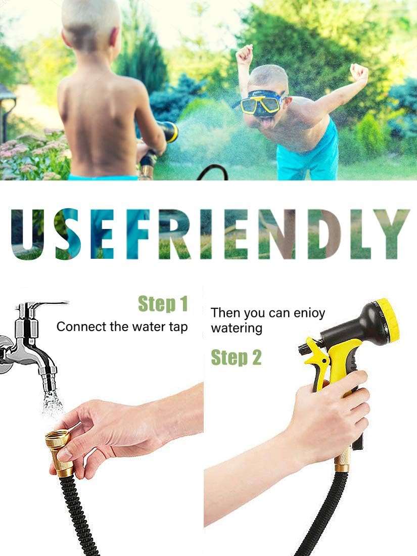 Panda Grip Garden Hose, Expandable Garden Hose, 75ft Water Hose, Lightweight Flexible Triple Extension, 9 Latex Core with 3/4 Solid Brass Fittings, 10 Function Spray Nozzle, Leak Resistant : Garden & Outdoor