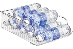 INTERDESIGN iDesign Recycled Water Bottle Organizer Bin for Kitchen, Basement, Garage Fridge, Set of 1, Clear Plastic
