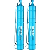 Bencai 4-Stage 0.1 Micron Ultrafiltration Water Filter Straw | 3-Section Detachable for Easy Backwash | for Outdoor, Survival & Emergency, 2-Pack