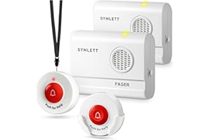 SYNLETT Caregiver Pager Call Button Wireless Call Bell Alert Buttons for Patients Elderly Seniors Home Portable Nurse Call System Bed Alarm Fall Prevention Emergency