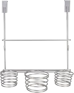 Home Basics 4 Compartment Over the Cabinet Hair Care and Styling Tool Multi-Purpose Bath Accessory Rust-Resistant Steel Storage Organizer, Chrome