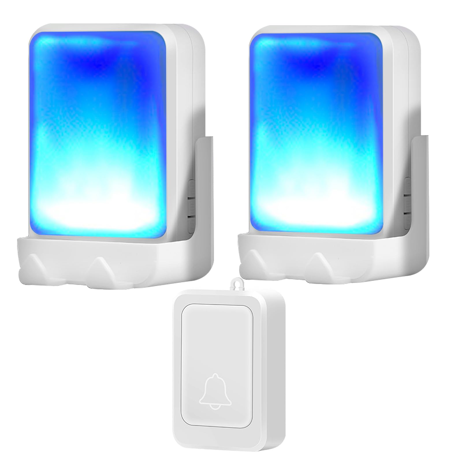 Loud Flash Doorbell with 7 Colors of Bright Light and 4 Volumes, Wireless Doorbells 600 feet,at Home/Office,Suitable for the Elderly, Hearing Impaired People,1 Transmitter with 2 Receivers