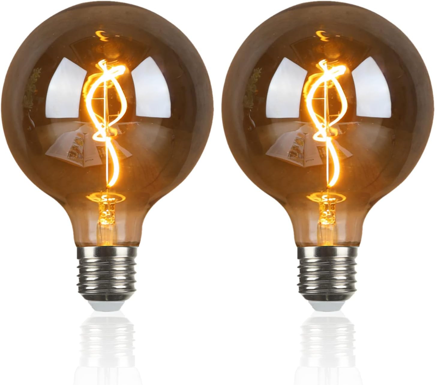 Photo 1 of Omed G125  Grey Large Oversized LED Edison Bulbs 2 Pack, E26 2200K Warm White Dimmable Extra Big Round Vintage Light Bulbs, 4 watt 150LM Decorative Globe Light Bulb for Bedroom Living Room Bar