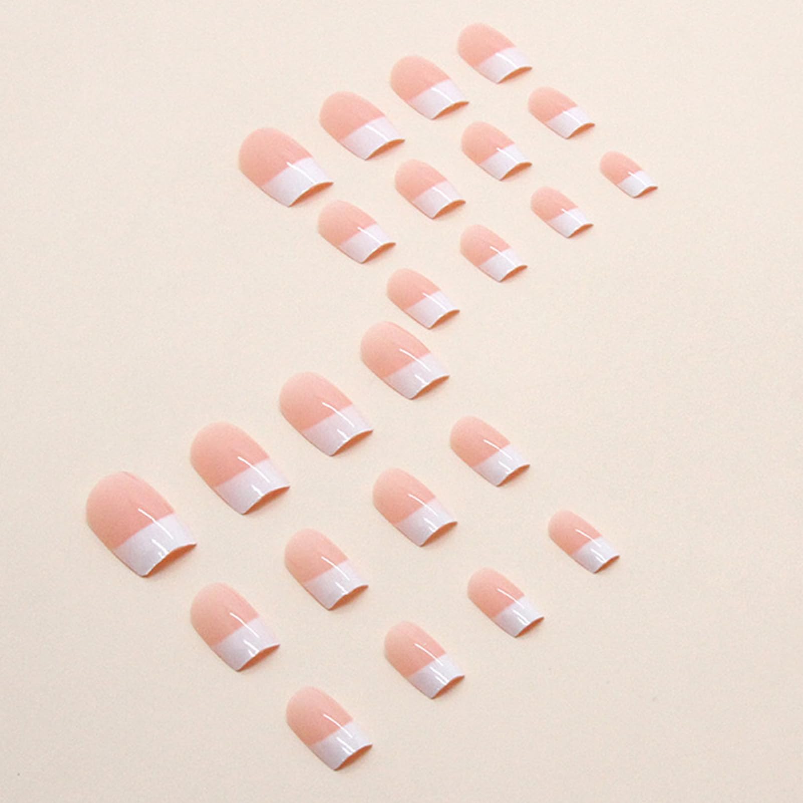 WAFOLOZE White French Tip Nails - Press On Medium Square Fake Nails 24PCs with Glossy Acrylic Finish - Image 3