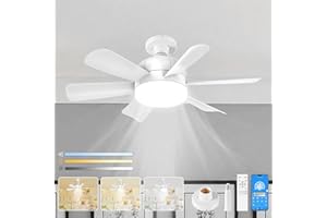 FLRONGSUN Socket Fan Light E26 Ceiling Fan 6 Speed with Natrual Wind 3000-6500 Color Temperature 200-1500Lum Smooth Adjustment with Remote and App for Living Room Bedroom Kitchen Light Replacemen(White 1Pack)