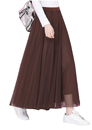 Amazon レデイース ロング丈 チュールスカート マキシスカート