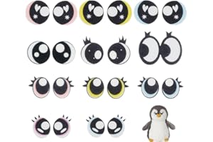 PH PandaHall 44 Pairs 11 Styles Felt Eyes, 28~56mm Crochet Eyes Round/Oval Eyes with Lashes Amigurumi Eyes Craft Eyes Heart F
