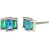 Amazon Essentials Rhodium or Yellow Gold Plated Brass Cluster Baguette Earrings