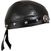Star Studded Cap Wrap Biker Leather Cool Stylish Black