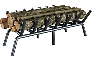 jkxoo 24-Inch Fireplace Grate, Heavy Duty 7-Bar Log Rack Holder Made of Solid Round Steel for Indoor/Outdoor Fire Pits, Wood Stoves & Kindling Tools