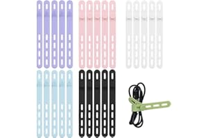 25 Pcs Silicone Cable Ties Wire Reusable Adjustable with Lock Buckle Ties High Elasticity Cord Wraps for Electrical Cords, Ea