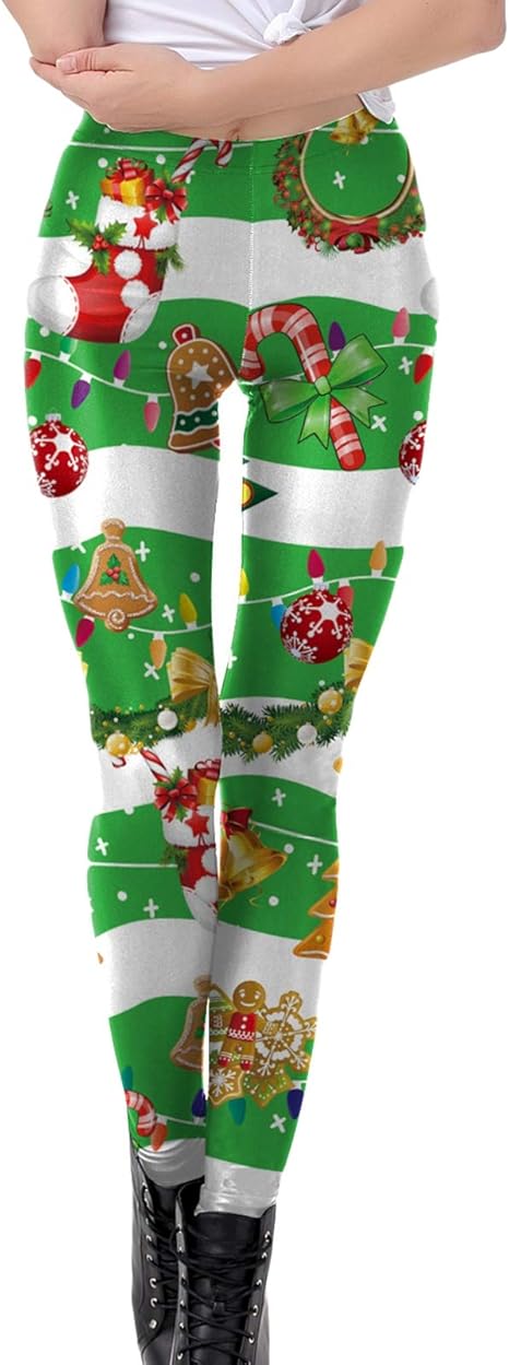 Dawwoti Women's Christmas Tights, Printed Party Bells Leggings Holiday Tights: Amazon.co.uk 