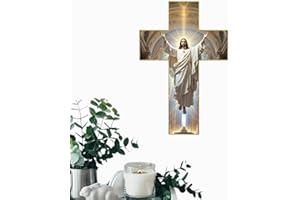 Vintage Wooden Jesus Christ Wall Cross, Handmade Wooden Cross Wall Decor, Personalized Christian Inspired Design, Wall-Mounte