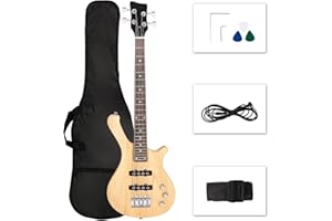 Ktaxon 4 String Electric Bass Guitar, 36-inch Bass Guitar Kit with Split single-coil Pickup, Rosewood Fretboard, Mahogany Bod