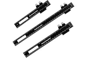 VICRAYS Woodworking Ruler Precision Pocket Rule - 12, 8, 6 Inch Metal Slide Stop Marking Ruler Metric Inch Measuring Wood Working Scribing Rulers Measure Tools - Engineers Woodwork Adjustable Sliding Ruler