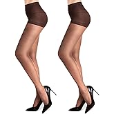 RubyRunk 2 Pack Women's Sheer High Waist Tights-20D with Support and Reinforced Toes Pantyhose