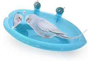 chenchen Bird Bath with Mirror , Parrot Bathroom Bathtub with Mirror, Bird Bath for Small Parrots, Parakeets, Canaries and African Grey Parrots