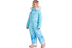 LaBeca Girls Snowsuit Waterproof Snowboarding Coveralls One Piece Ski Suit for Kids Winter Outdoor Windproof Jumpsuits