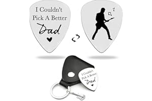 LRUIOMVE Gifts for Dad Funny Stainless Steel Guitar Picks with Cowhide Leather Case - I Couldn't Pick a Better Dad, for Dad Father Musician Guitar Player Family Birthday Christmas Gift