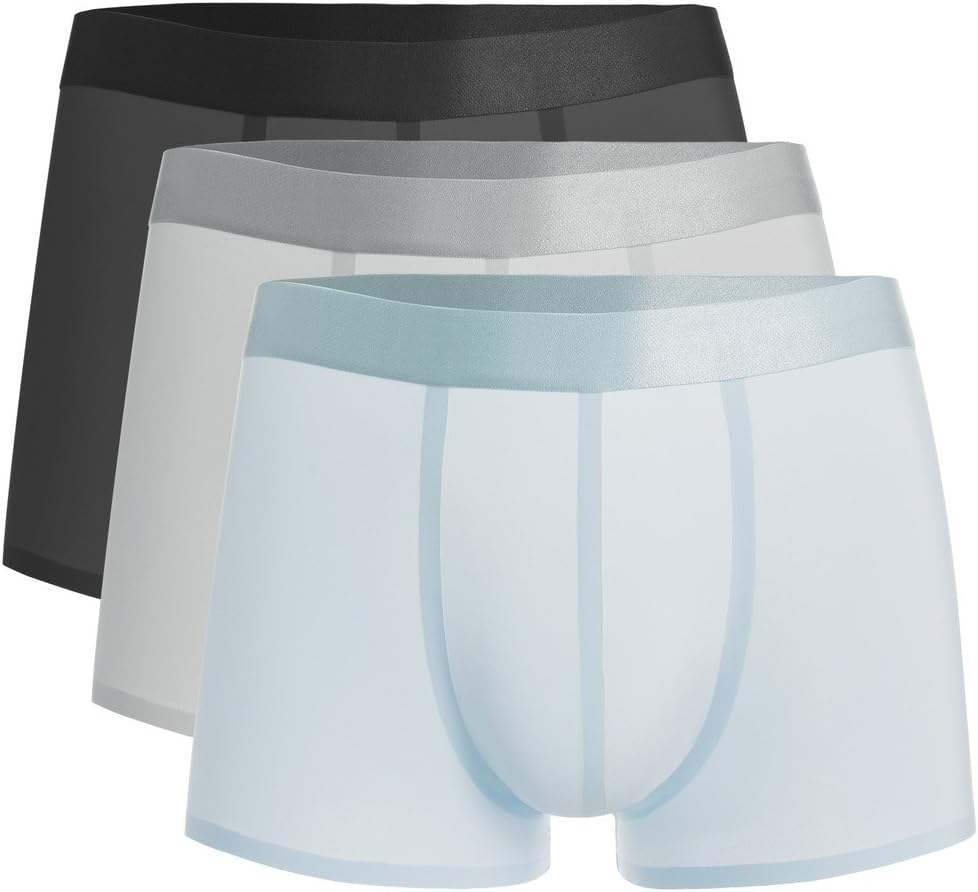 Ramanmix Men's Underwear 3 Pack Ice Silk Ultra-Thin Boxer Briefs