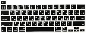 ProElife Russian Keyboard Cover for MacBook Pro 16 Inch 2019 (US Layout), Ultra Thin Silicone Keyboard Protective Skin for New MacBook Pro 16'' with Touch Bar/Touch ID (A2141) (Black)