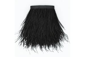 Decorative_ beauty 2 Yards Ostrich Feathers Fringe Trims - for DIY, Dress Sewing Crafts Costumes Carnival, Halloween, Handwer