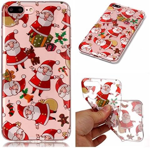 Honghushop Soft Silicone Case for iPhone 7 Plus iPhone 8 Plus Christmas Phone Cases Santa Claus Pattern Ultra SLim Fit Thin Clear Transparent Back Cover Flexible Rubber Gel Protective Shell for Apple iPhone 7 / 8 Plus 5.5"