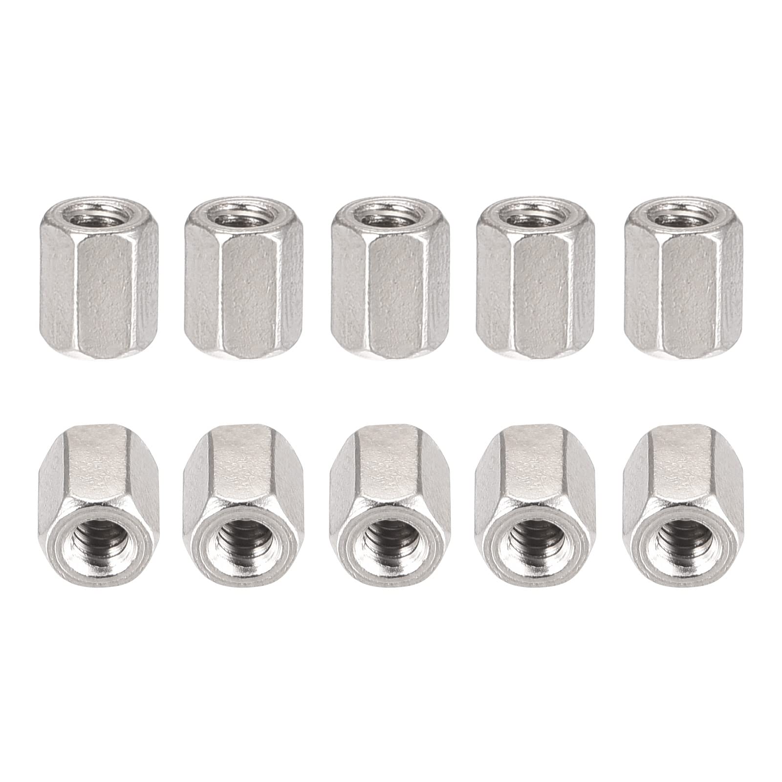 DTGN #4-40x6mm(DxL) - Hex Standoff Spacer Nuts -100Pack- Good for Electronic Machine - Brass Female Coupling Screws - Nickle Plated