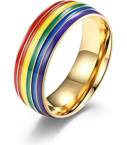 Nanafast Stainless Steel Bisexual Spinner Ring LGBT Pride Ring for