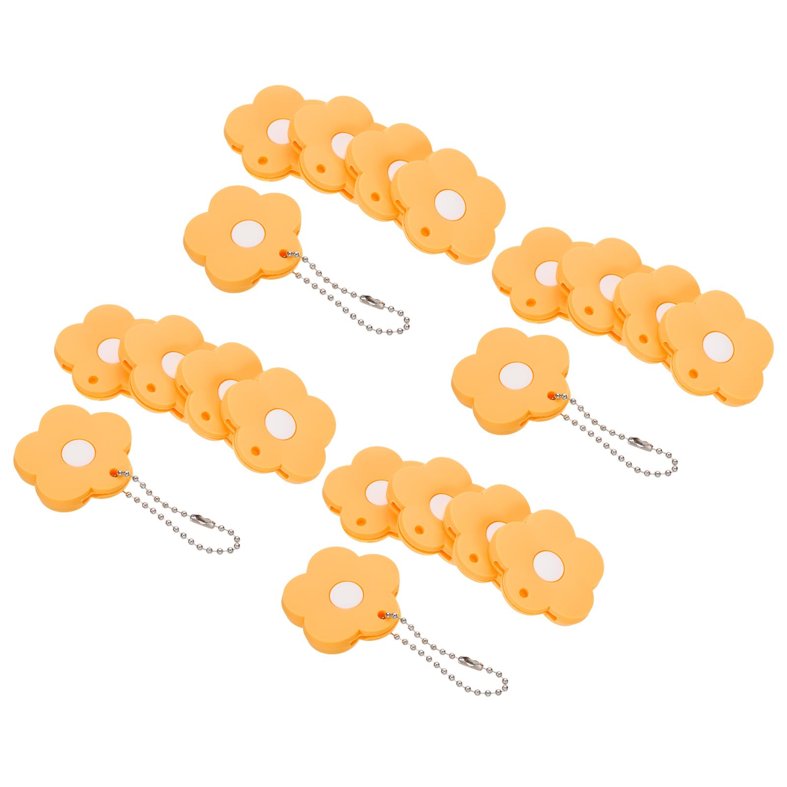 PATIKIL Key Caps Covers, 20 Pack Flower Keys Ring Coding Tags Identifiers PVC Case Shell Protector for Office House Apartment, Yellow