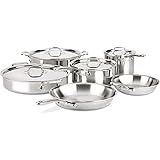 All-Clad D3 Compact Stainless Steel Dishwasher Safe Cookware Set, 10-Piece, Silver
