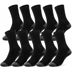 10pcs (5 Pairs) Long Crew Socks for Men, All-Season Autumn Sports Socks, Outdoor Activity Socks, Thermal Socks, Solid Color