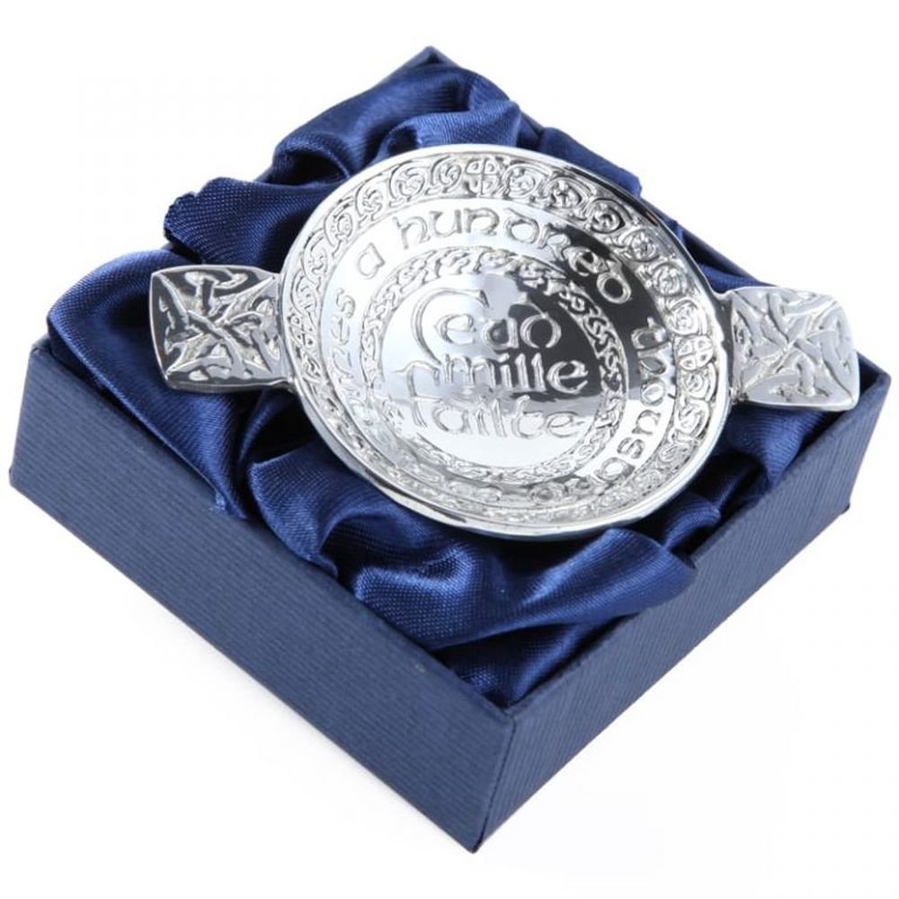 Ceud Mille Failte Pewter Mini Quaich 3"