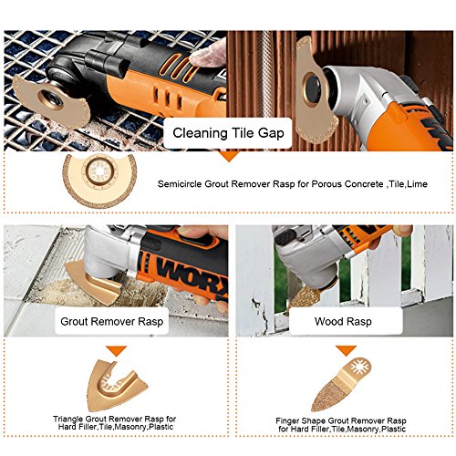Yasorn Universal Grout Remover Rasp Kit 4 pieces Brass Color Removal Saw Blade Set for Oscillating Multi Tools - Thumbnail 4