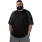 BRISIRA Mens Big and Tall Swim Shirt Sun Protection UPF 50+ Rash Gard Raglan Quick Dry T-Shirt Ultra-Soft & Moisture-Wicking