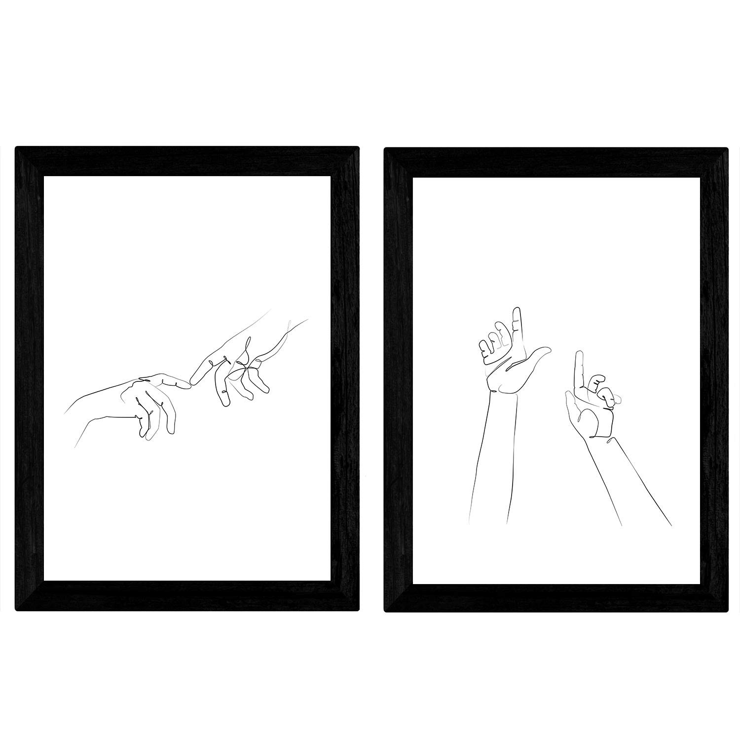 Nacnic Set of 2 sheets of drawings with a single stroke Hands man and woman. Posters with a single line. A4 unframed