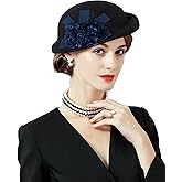 ORIDOOR Women Vintage 100% Wool Felt Flowers Bucket Cloche Bowler Hat Church Wedding Beret Hat