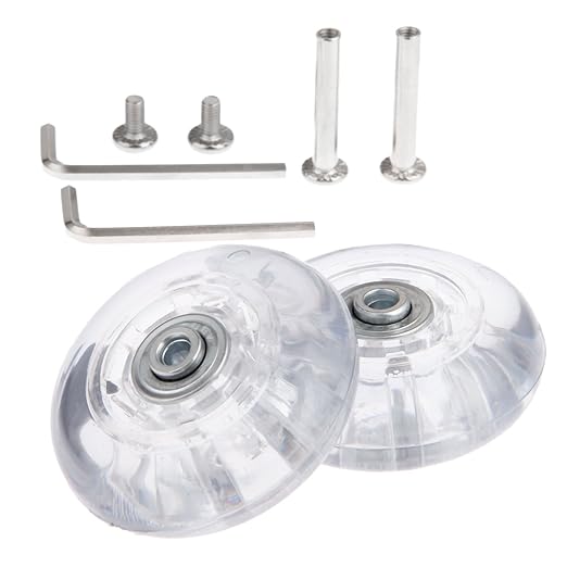 2Set 68x24mm Gepäck Transparent Koffer Ersatzräder mit Achsen Schraubenschlüssel Reparaturlager