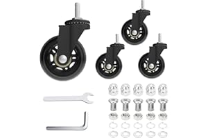 AVGGO Creeper Caster Wheels Set of 4, Roller Blade Rubber Heavy-Duty 2.5 Inch Castor Replacement, 360 Degree No Noise Wheel for Mechanic Stool, Rolling Creeper Garage Seat