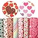 David Angie Valentine's Day Fine Glitter Faux Leather Sheets Heart Love Printed Synthetic Leather Sheet 7 Pcs 7.7