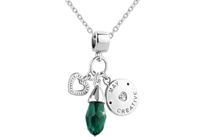 Luluadorn Jan-Dec Teardrop Birthstone Pendant Necklaces for Women Heart Happy Birthday Gifts Jewelry