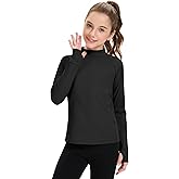 HASMES Girls Long Sleeve Shirt Kids Turtleneck Athletic T-Shirt Sports Activewear Yoga for Teens(Age 7-14)