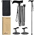 Ez2care Walking Stick- Adjustable Lightweight Walking Cane, Collapsible Portable Mobility Aids for Seniors, Adults, Disabled, Elderly, Foldable Travel Walking Stick for Men and Women