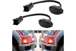NJSBYL LED Side Marker Lamps for 2010-2014 Ford F150 SVT Raptor Pick Up Front Fender Flare Side Marker Lights F150 Smoked Lens Amber LED Turn Signal Light Kits