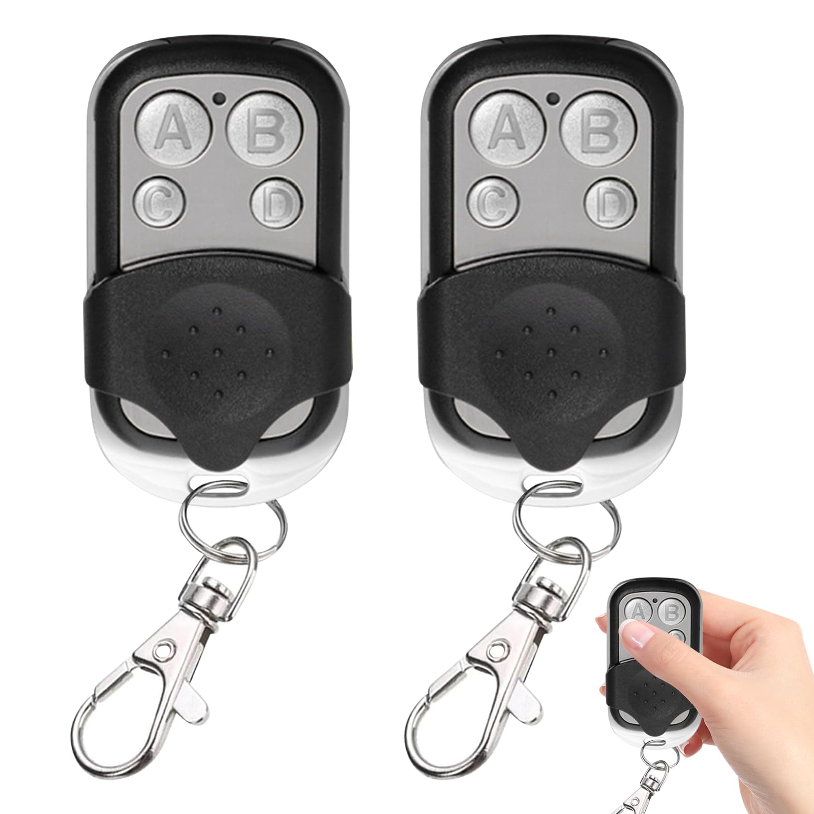 2Pcs 433mhz Universal Garage Door Opener Remote,Universal Garage Door Remote Control Key Fob For Car Garage Door Gate,Electric Gate Fob With Key Cover Slide