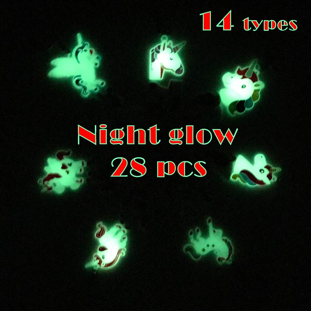 Joston Unicorn Party Supplies Rainbow Night Glow Keychains Key Ring Pack of 30